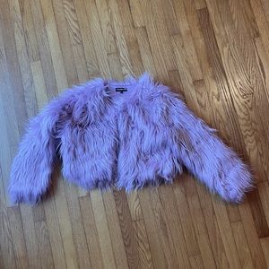 Fuzzy lavender cropped coat